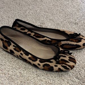 Hobbs London calf hair Leopard Print Ballet Flats made in Italy 10